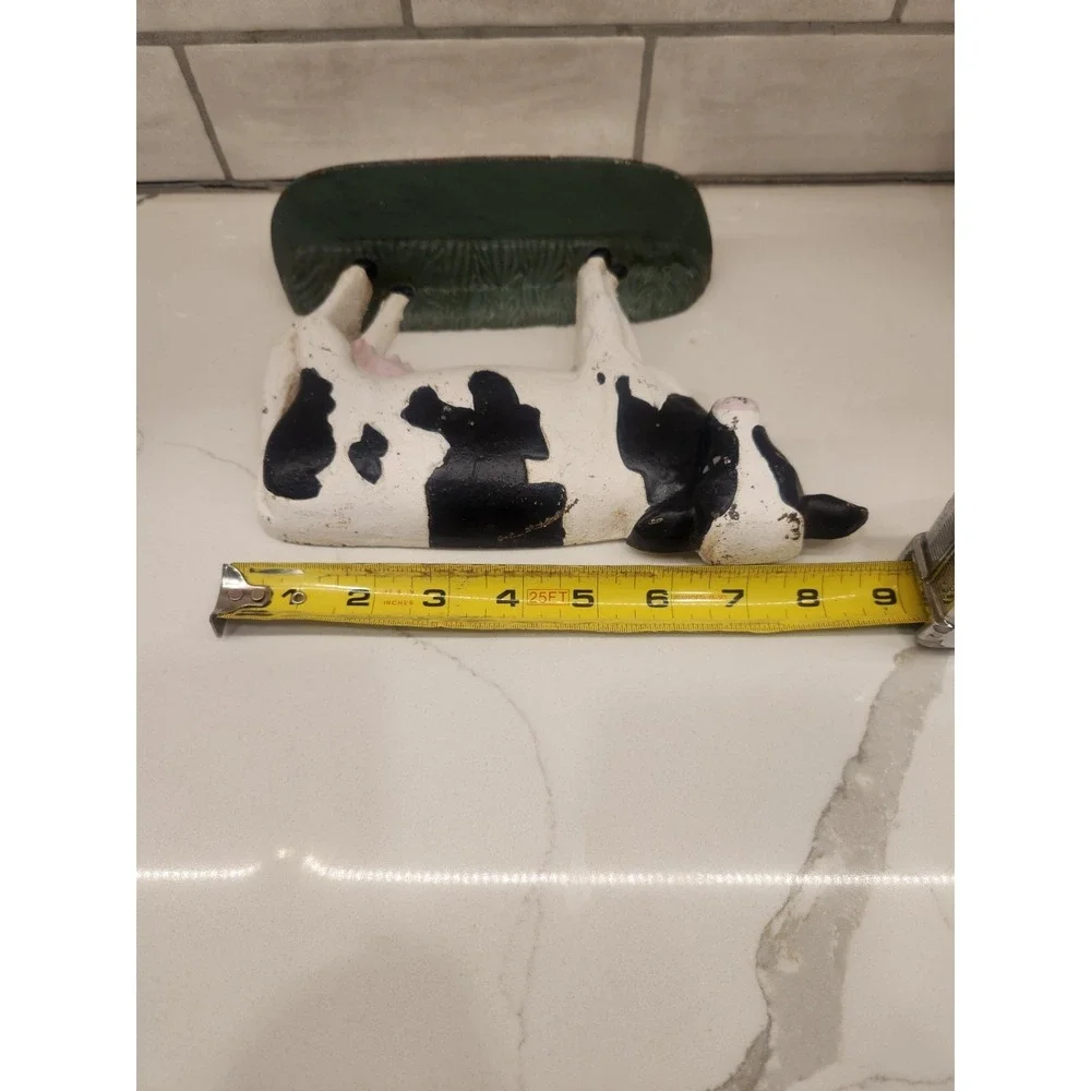 Vintage Hand Painted Cast Iron Cow Door‎ Stopper/Paper Weight, Bookend Folk Art